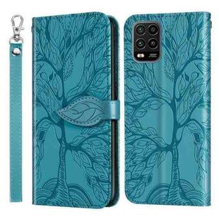 For Xiaomi Mi 10 Lite 5G Life of Tree Embossing Pattern Horizontal Flip Leather Case with Holder & Card Slot & Wallet & Photo Frame & Lanyard(Blue)