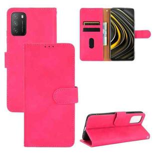 For Xiaomi Poco M3 Solid Color Skin Feel Magnetic Buckle Horizontal Flip Calf Texture PU Leather Case with Holder & Card Slots & Wallet(Rose Red)