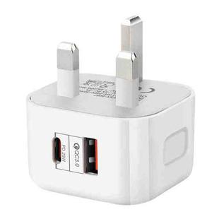 YSY-6087 20W PD + QC 3.0 Dual Ports Travel Charger Power Adapter, UK Plug