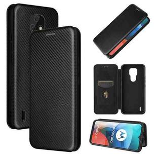 For Motorola Moto E7 Carbon Fiber Texture Horizontal Flip TPU + PC + PU Leather Case with Card Slot(Black)