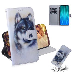 For Xiaomi Redmi Note 8 Pro Painting Pattern Coloured Drawing Horizontal Flip Leather Case with Holder & Card Slots & Wallet(White Wolf)