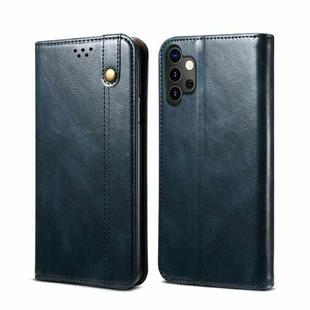 For Samsung Galaxy A32 5G Simple Wax Crazy Horse Texture Horizontal Flip Leather Case with Card Slots & Wallet(Navy Blue)