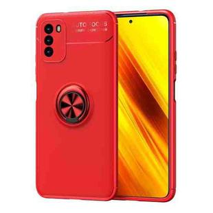 For Xiaomi Poco M3 Metal Ring Holder 360 Degree Rotating TPU Case(Red)