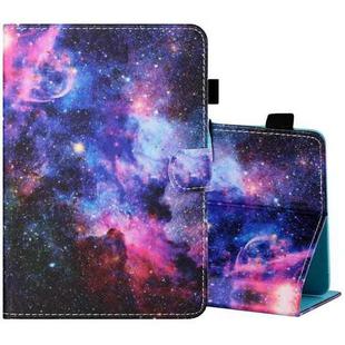 For 7 inch Tablet PC Universal Sewing Thread Horizontal Painted Flat Leather Case with Pen Cover & Anti Skid Strip & Card Slot & Holder(Starry Sky)