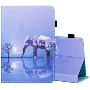 For 8 inch Tablet PC Universal Sewing Thread Horizontal Painted Flat Leather Case with Pen Cover & Anti Skid Strip & Card Slot & Holder(Tree And Elephant)
