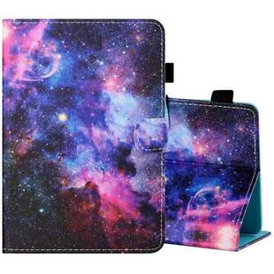 For 10 inch Tablet PC Universal Sewing Thread Horizontal Painted Flat Leather Case with Pen Cover & Anti Skid Strip & Card Slot & Holder(Starry Sky)