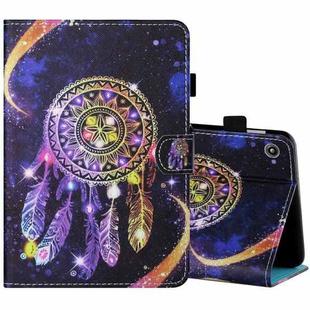For Amazon Kindle Fire 7 2019 / 2017 / 2015 Sewing Thread Horizontal Painted Flat Leather Case with Pen Cover & Anti Skid Strip & Card Slot & Holder(Starry Sky Wind Chimes)