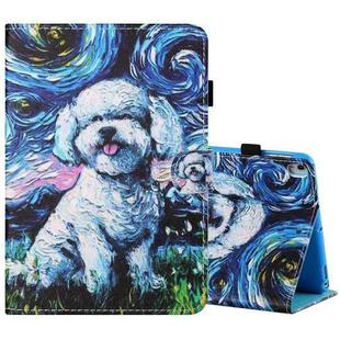 For iPad 10.2 / iPad Air 10.5 2019 Sewing Thread Horizontal Painted Flat Leather Case with Pen Cover & Anti Skid Strip & Card Slot & Holder & Sleep / Wake-up Function(Oil Painting Dog)