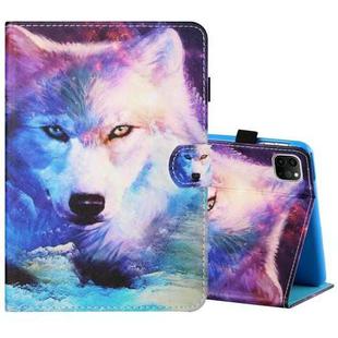 For iPad Pro 11 inch (2020) / (2018) Sewing Thread Horizontal Painted Flat Leather Tablet Case with Pen Cover & Anti Skid Strip & Card Slot & Holder & Sleep / Wake-up Function(Wolf)