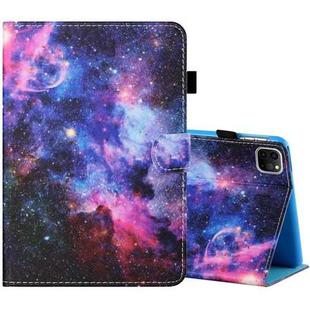 For iPad Pro 11 inch (2020) / (2018) Sewing Thread Horizontal Painted Flat Leather Tablet Case with Pen Cover & Anti Skid Strip & Card Slot & Holder & Sleep / Wake-up Function(Starry Sky)