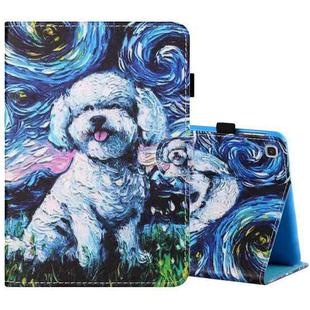 For Samsung Galaxy Tab S6 Lite SM-P610 / 615 Sewing Thread Horizontal Painted Flat Leather Case with Pen Cover & Anti Skid Strip & Card Slot & Holder & Sleep / Wake-up Function(Oil Painting Dog)