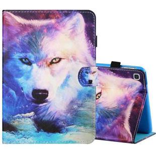 For Samsung Galaxy Tab S6 Lite SM-P610 / 615 Sewing Thread Horizontal Painted Flat Leather Case with Pen Cover & Anti Skid Strip & Card Slot & Holder & Sleep / Wake-up Function(Wolf)