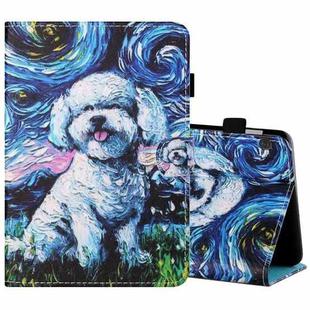 For Lenovo Tab M10 X605F / X505 Sewing Thread Horizontal Painted Flat Leather Case with Pen Cover & Anti Skid Strip & Card Slot & Holder & Sleep / Wake-up Function(Oil Painting Dog)