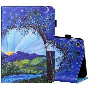 For Lenovo Tab FHD M10 Plus X606F Sewing Thread Horizontal Painted Flat Leather Case with Pen Cover & Anti Skid Strip & Card Slot & Holder & Sleep / Wake-up Function(Sunrise With Tree)