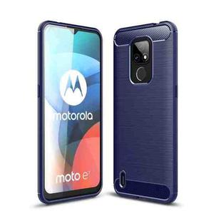 For Motorola Moto E7 (2020) Brushed Texture Carbon Fiber TPU Case(Navy Blue)