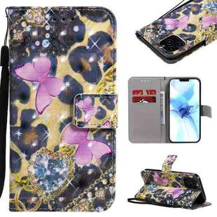For iPhone 12 / 12 Pro 3D Painting Horizontal Flip Leather Case with Holder & Card Slot & Lanyard(Pink Butterflies)