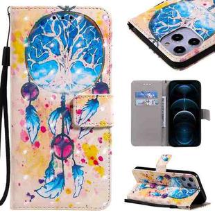 For iPhone 12 Pro Max 3D Painting Horizontal Flip Leather Case with Holder & Card Slot & Lanyard(Wind Chimes)