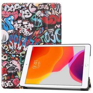For iPad 10.2 2021 / 2020 / 2019 Colored Drawing Horizontal Flip Leather Case with Three-folding Holder & Sleep / Wake-up Function(Graffiti)