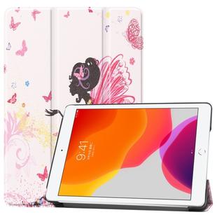 For iPad 10.2 2021 / 2020 / 2019 Colored Drawing Horizontal Flip Leather Case with Three-folding Holder & Sleep / Wake-up Function(Elf Girl)