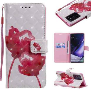 For Samsung Galaxy Note 20 Ultra 3D Painting Horizontal Flip Leather Case with Holder & Card Slot & Lanyard(Red Rose)