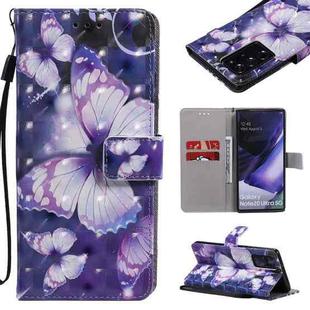 For Samsung Galaxy Note 20 Ultra 3D Painting Horizontal Flip Leather Case with Holder & Card Slot & Lanyard(Purple Butterflies)