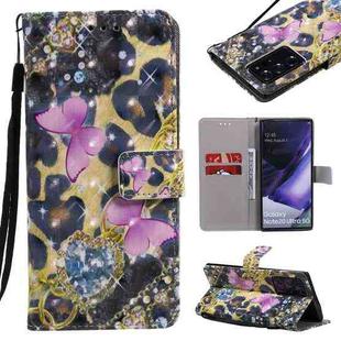 For Samsung Galaxy Note 20 Ultra 3D Painting Horizontal Flip Leather Case with Holder & Card Slot & Lanyard(Pink Butterflies)