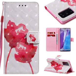 For Samsung Galaxy Note 20 3D Painting Horizontal Flip Leather Case with Holder & Card Slot & Lanyard(Red Rose)