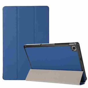 For Lenovo Tab M10 HD (X306) 3-folding Skin Texture Horizontal Flip TPU + PU Leather Case with Holder(Navy Blue)