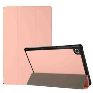 For Lenovo Tab M10 HD (X306) 3-folding Skin Texture Horizontal Flip TPU + PU Leather Case with Holder(Pink)
