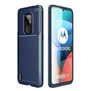 For Motorola Moto E7 (2020) Carbon Fiber Texture Shockproof TPU Case(Blue)