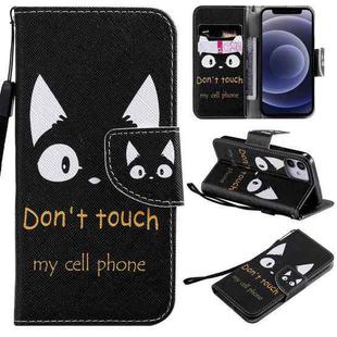 For iPhone 12 mini Painting Horizontal Flip Leather Case with Holder & Card Slot & Lanyard (Cat Ears)