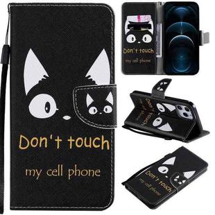For iPhone 12 Pro Max Painting Horizontal Flip Leather Case with Holder & Card Slot & Lanyard(Cat Ears)