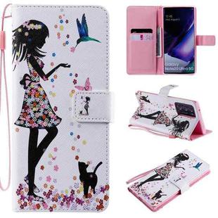 For Samsung Galaxy Note 20 Ultra Painting Horizontal Flip Leather Case with Holder & Card Slot & Lanyard(Woman and Cat)