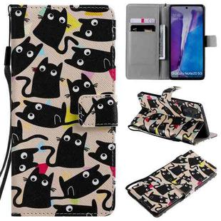 For Samsung Galaxy Note 20 Painting Horizontal Flip Leather Case with Holder & Card Slot & Lanyard(Cat)