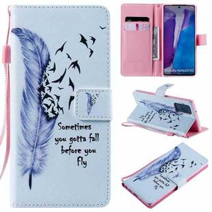 For Samsung Galaxy Note 20 Painting Horizontal Flip Leather Case with Holder & Card Slot & Lanyard(Feather)