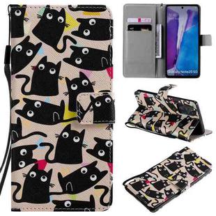 For Samsung Galaxy Note 20 Painting Horizontal Flip Leather Case with Holder & Card Slot & Lanyard(Cat Ears)