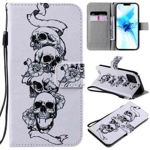 For iPhone 12 / 12 Pro Painting Horizontal Flip Leather Case with Holder & Card Slot & Lanyard(Skull Bone)