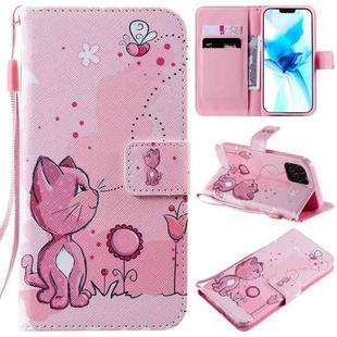 For iPhone 12 / 12 Pro Painting Horizontal Flip Leather Case with Holder & Card Slot & Lanyard(Cat and Bee)