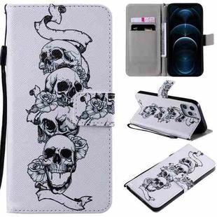 For iPhone 12 Pro Max Painting Horizontal Flip Leather Case with Holder & Card Slot & Lanyard(Skull Bone)
