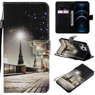 For iPhone 12 Pro Max Painting Horizontal Flip Leather Case with Holder & Card Slot & Lanyard(Cityscape)