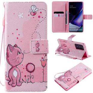 For Samsung Galaxy Note 20 Ultra Painting Horizontal Flip Leather Case with Holder & Card Slot & Lanyard(Cat and Bee)