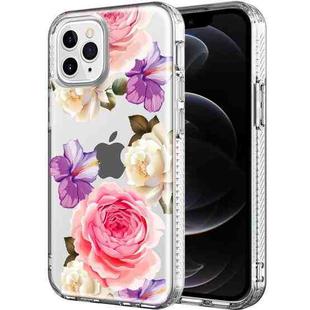 Shockproof Electroplating IMD Protective Case For iPhone 12 / 12 Pro(GWL010BL Flower)