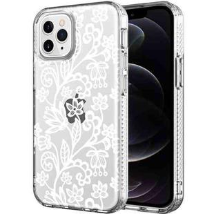 Shockproof Electroplating IMD Protective Case For iPhone 12 / 12 Pro(GWL024BL Lace Flower)