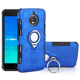 For Motorola Moto E4 Plus EU Version 2 In 1 Cube PC + TPU Protective Case with 360 Degrees Rotate Silver Ring Holder(Blue)