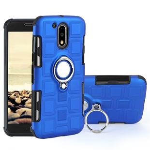 For Motorola Moto G4 Plus 2 In 1 Cube PC + TPU Protective Case with 360 Degrees Rotate Silver Ring Holder(Blue)