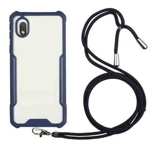 For Samsung Galaxy A01 Core / M10 Core Acrylic + Color TPU Shockproof Case with Neck Lanyard(Dark Blue)