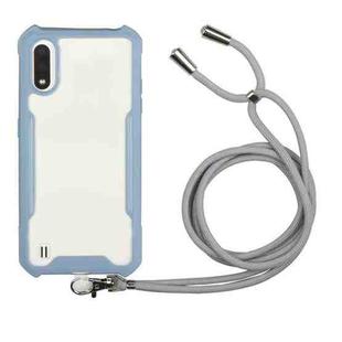 For Samsung Galaxy A10 Acrylic + Color TPU Shockproof Case with Neck Lanyard(Milk Grey)