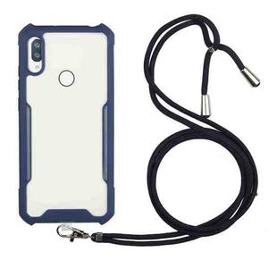 For Samsung Galaxy A10s / M10s Acrylic + Color TPU Shockproof Case with Neck Lanyard(Dark Blue)