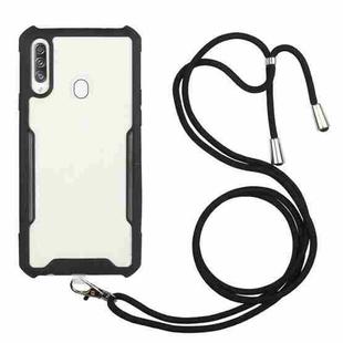 For Samsung Galaxy A20 / A30 Acrylic + Color TPU Shockproof Case with Neck Lanyard(Black)