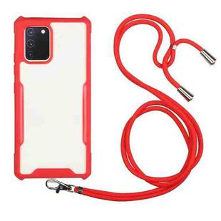For Samsung Galaxy A31 Acrylic + Color TPU Shockproof Case with Neck Lanyard(Red)